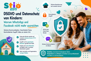 DSGVO und Datenschutz von Kindern im Kindergarten mit sicherer Kommunikation und geschütztem Teilen von Fotos über STIOKids