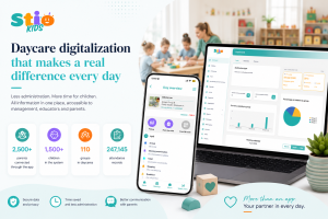 STIOKids daycare management app with attendance tracking and daycare statistics