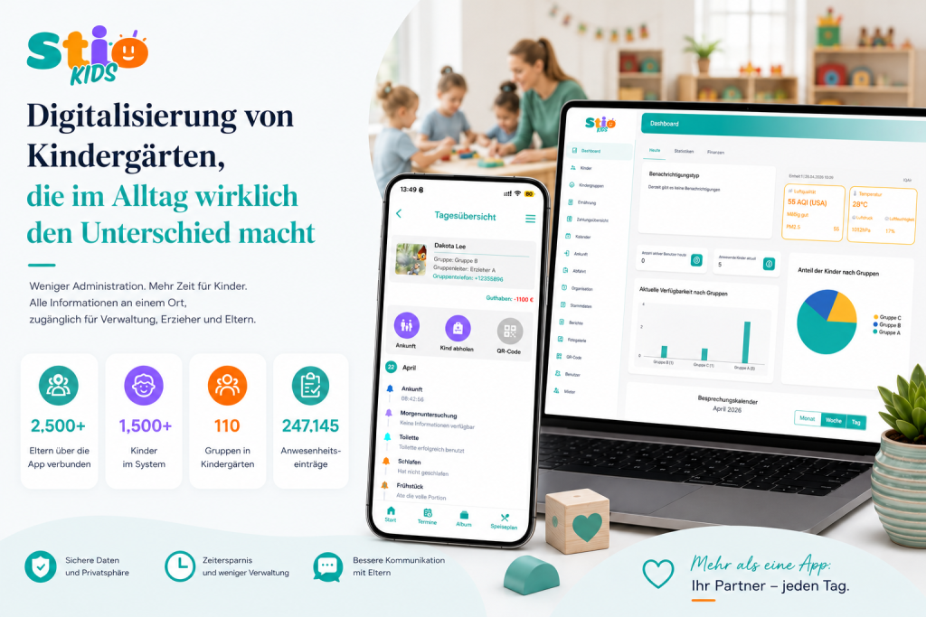 STIOKids App für Kindergarten Digitalisierung und Anwesenheitserfassung